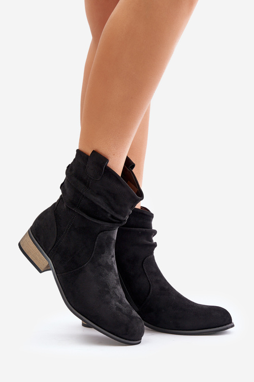 Zateplené Čižmy S Riasením Na Nízkom Opätku Čierne Elletinnia