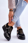 Dámské kožené sportovní boty na klínku Černá Rebeca