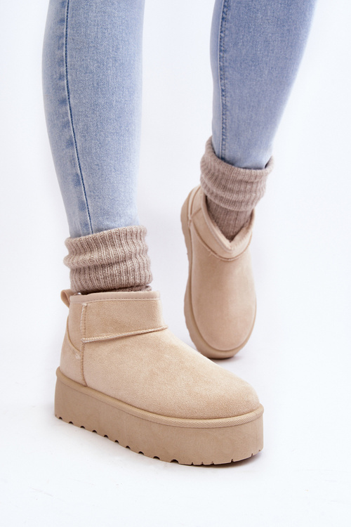 Semišové snehové topánky na platforme Corcoran Light Beige Platform