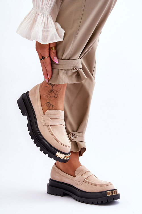 Klasické semišové mokasíny s zdobením Béžove Monaro