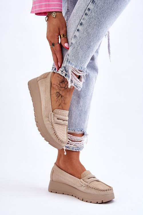 Suede Loafers na svetelnej béžovej platforme Lemar Milana