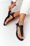 Veľká hviezda HH274700 Čierne kožené sandále
