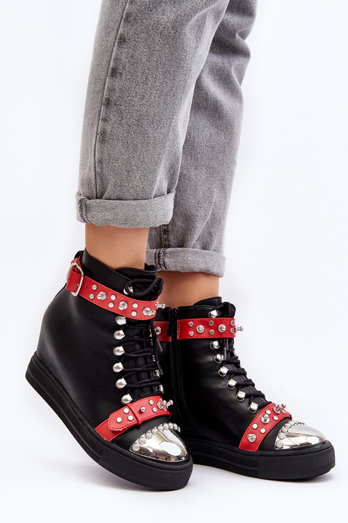 Dámské Teplé Klínové Boty S Tryskami Semišové Černé Lu Boo