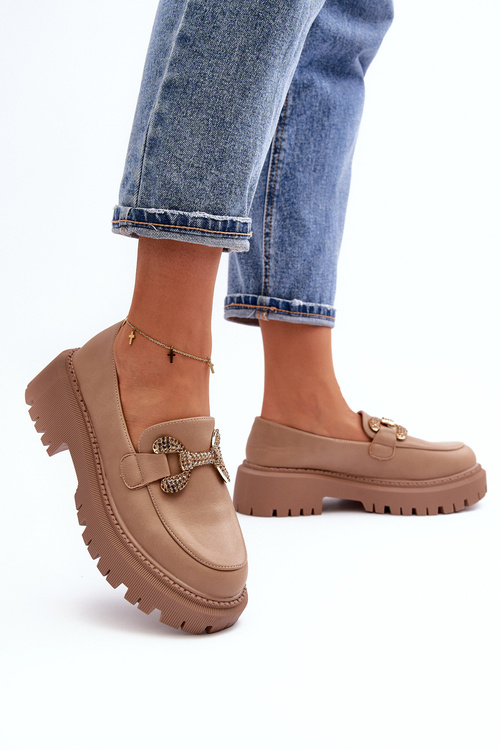 Dámske mokasíny s ozdobou tmavobežové Gargi