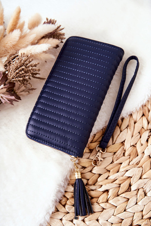 Velká Prošívaná Peněženka s Popruhem Námořnická modř