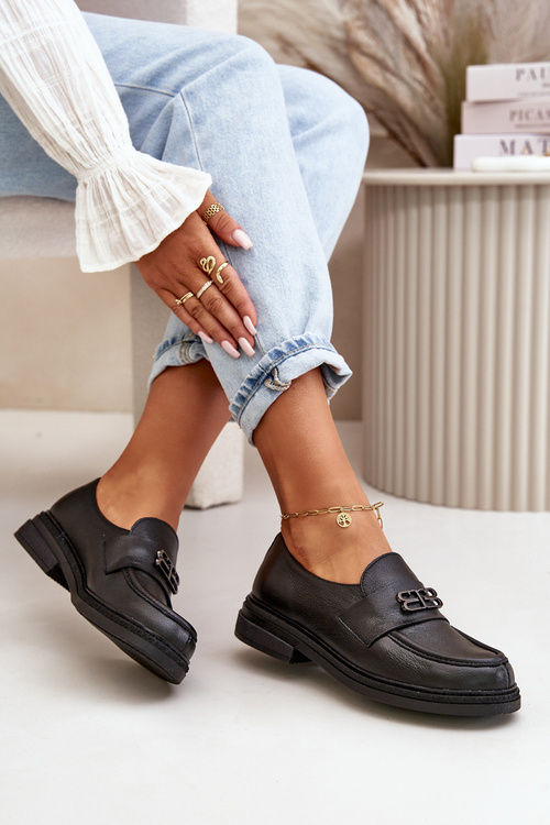 Zazoo 20102 Moderní Lakové Polobotky na Masivní Platformě Černé