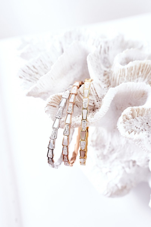 Náramek S Kubickým Zirkonem S Perlou Růžové Zlato