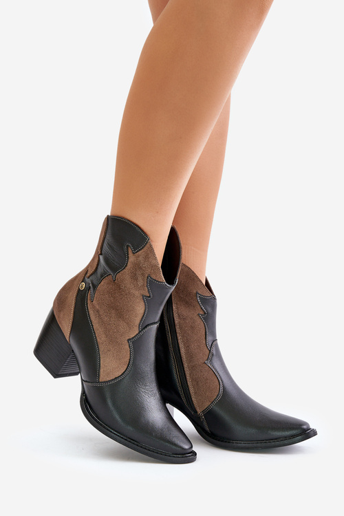 Kožené Kotníkové Boty Kováře Na Podpatku Maciejka 06694-02 Hnědé