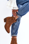 Suede Boots Openwork Cowboy Boots D&A SN622-20 Camel