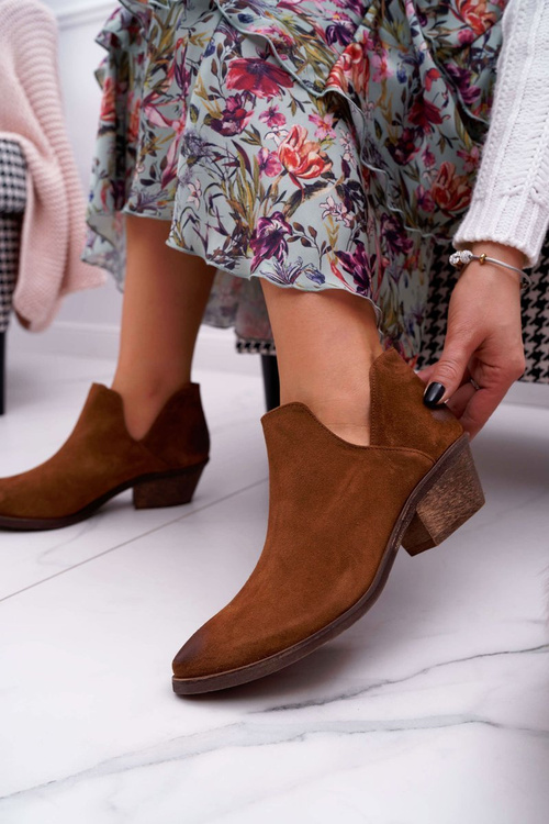 Dámske hnedé jarné kožené topánky Anabella