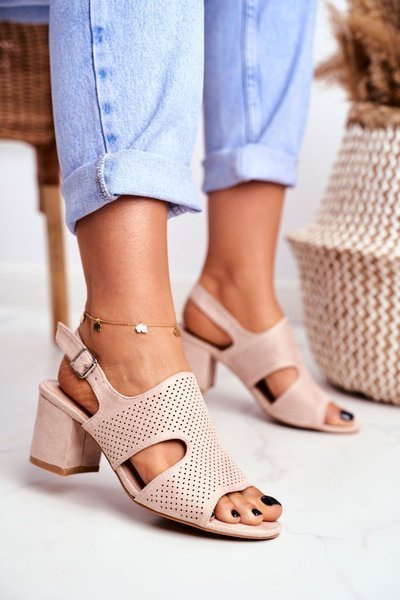 Dámské Sandály Na Post Prolamované Béžový Valery