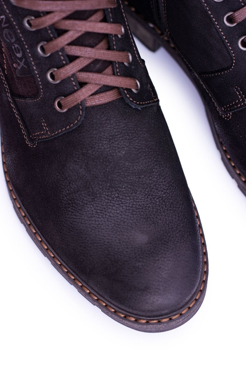 Neex černé kožené pánské teplé vysoké boty Grigor