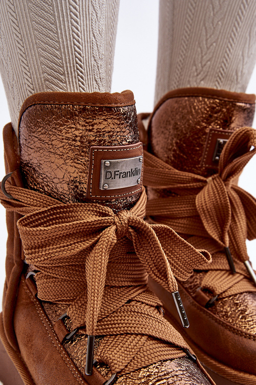 Dámske snehové topánky s viazaním D.Franklin DFSH370006 Brown
