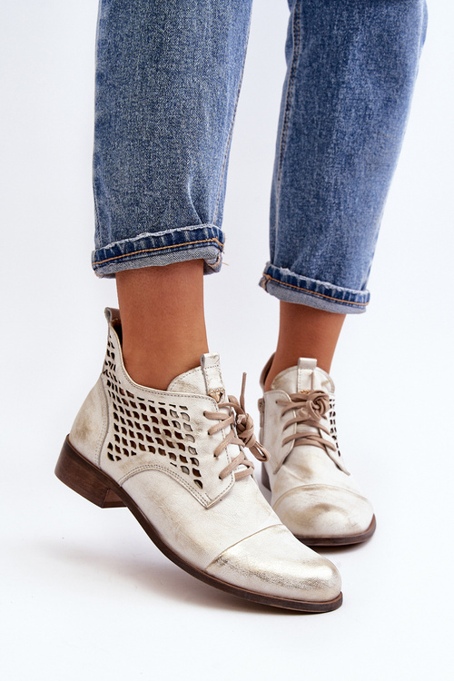 Zazoo 2878 Nízké Kozačky Kožené Dámské Stříbrné