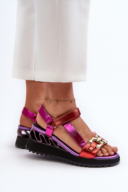 Dámské sandály na klínku D&A CR954 fialové