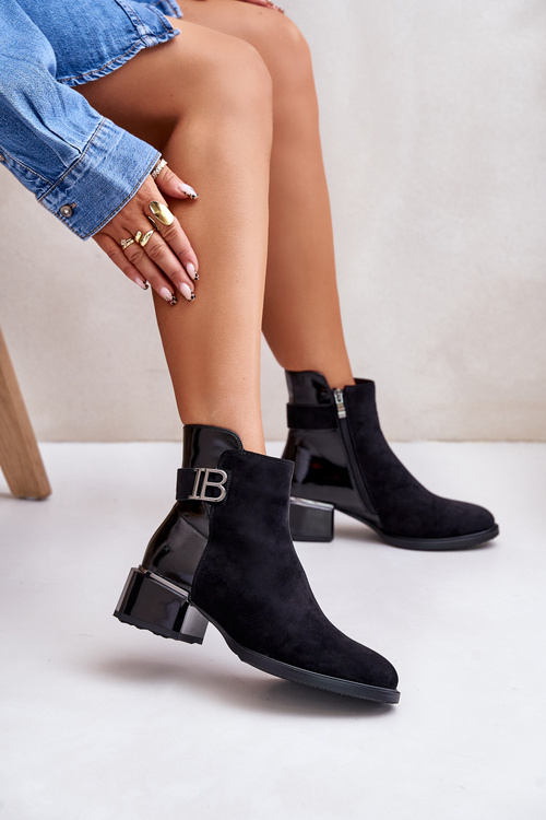 Elegantní Boty Na Podpatku Zateplené MR880-040 Černé