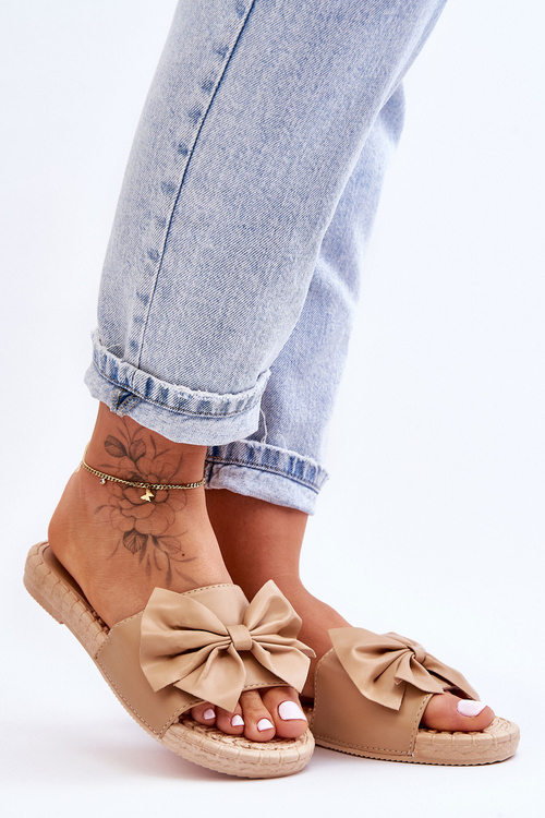 Módní dámské pantofle s mašlí Béžove Estera