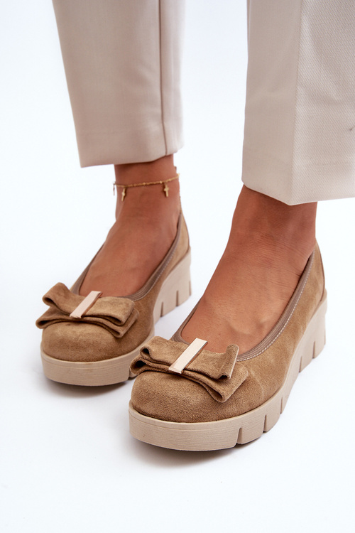 Kožené baleríny na plošine s dekoráciou Beige Lewski 3384