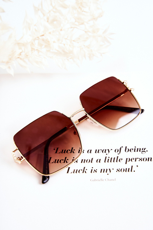 Velké sluneční brýle V160020 hněde a zlatá