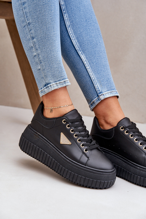 Štýlové tenisky na masívnej platforme čierne Vallexia