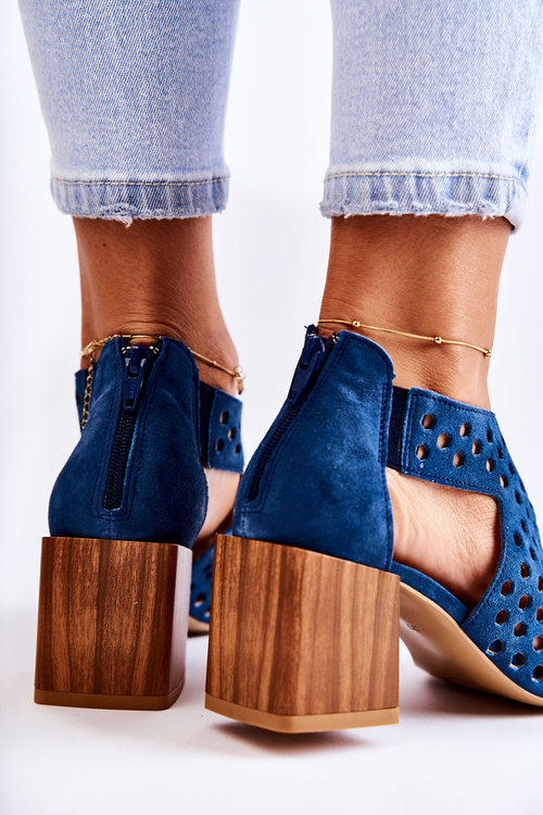 Prolamované Boty Na podpatku Maciejka 04593-17 Námořnická modrá