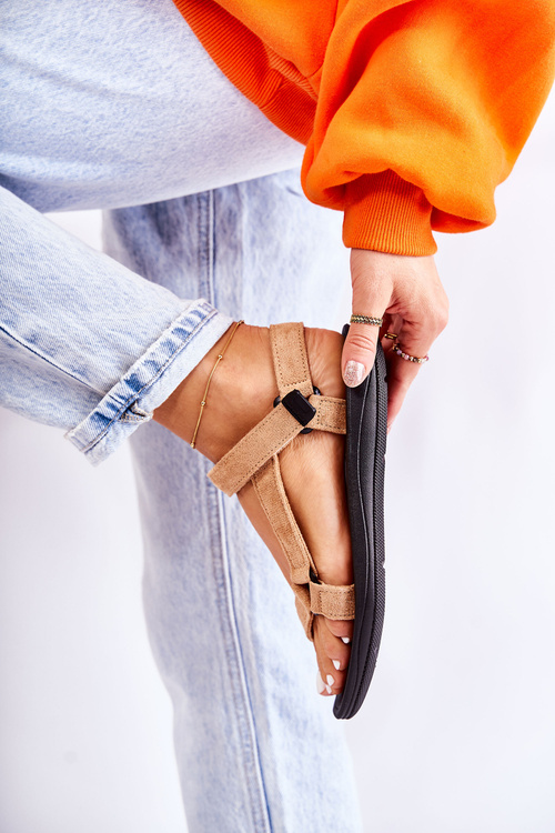 Dámské semišové sportovní sandály Tmavě béžová Harris