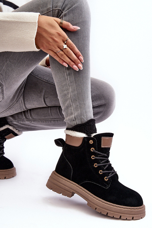 Dámske topánky Black Fenan Izolované kožušinou