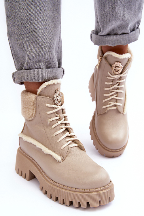 Dámske kožené topánky béžové lemar Vergo