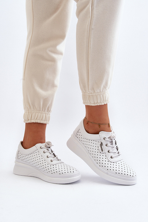 Dámské kožené sportovní tenisky bílé Brumia