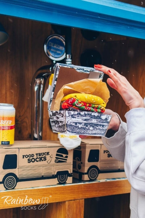 Sada Food Truck Socks Box Beer Burger 3 páry
