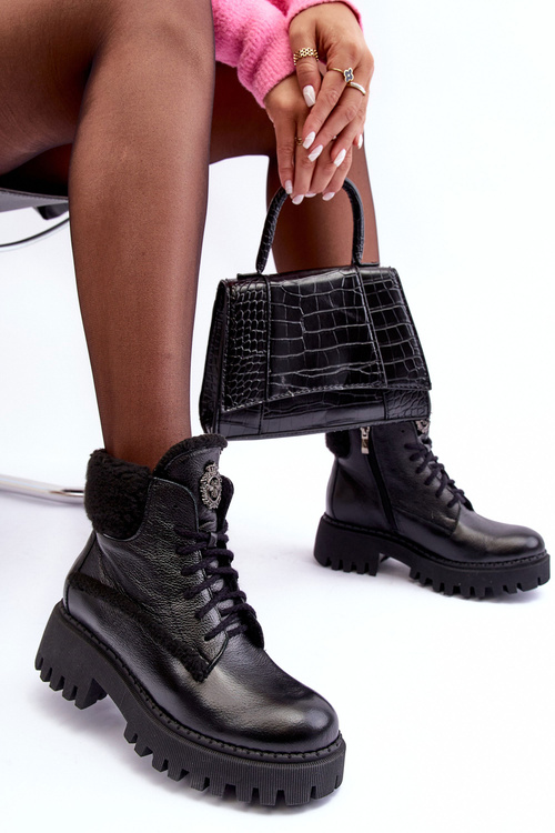 Dámske kožené topánky Čierne topánky Lemar Vergo topánky