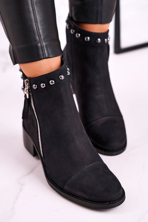 Dámské Kotníkové Boty Teplé Semišové černé Laura Messi 1879