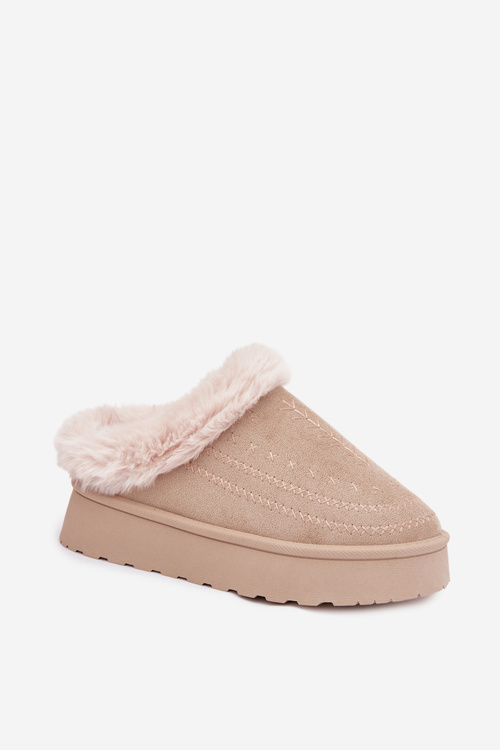 Dámské sněhule na platformě s kožešinkou a prošitími světle béžové Arelina