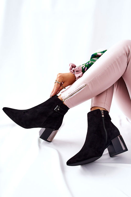 Kožené Boty Na Podpatku Laura Messi černé 2354