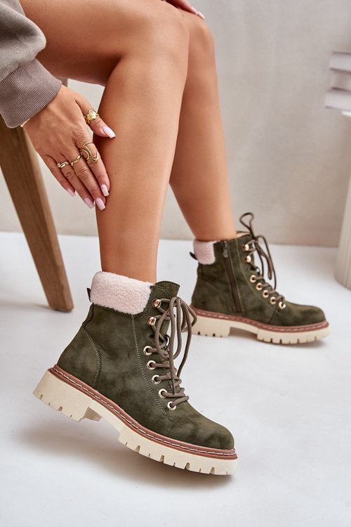 Zateplené dámske čižmy na zips zelené Ferelia