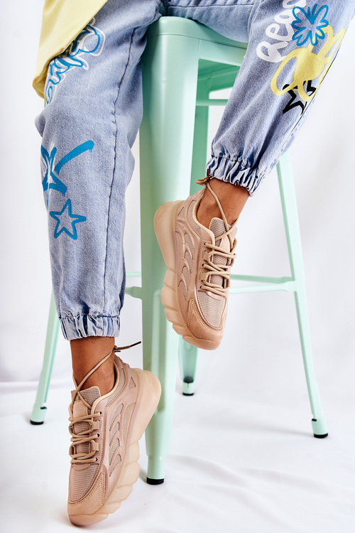 Módní dámské sportovní boty tenisky Béžove Sollero