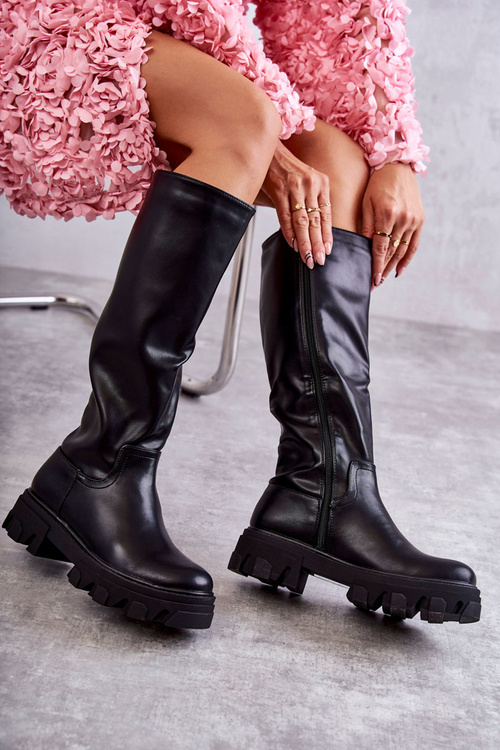 Klasické dámske kolenné topánky čierna Clarisa