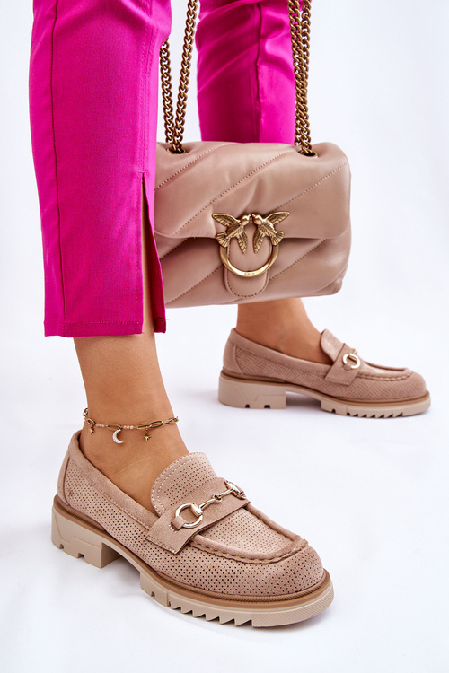 Klasické dámske mokasínové topánky Beige Kolton