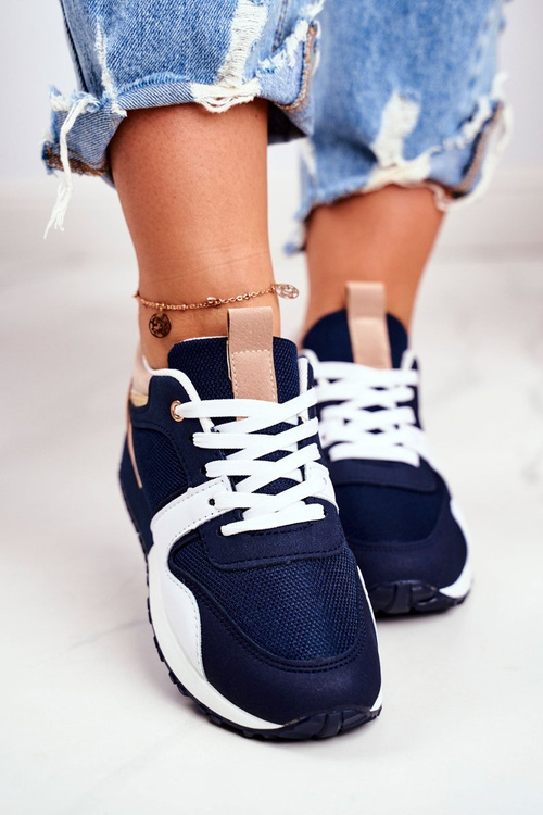 Dámske športové námornícke modré topánky Zlaté prvky klementín