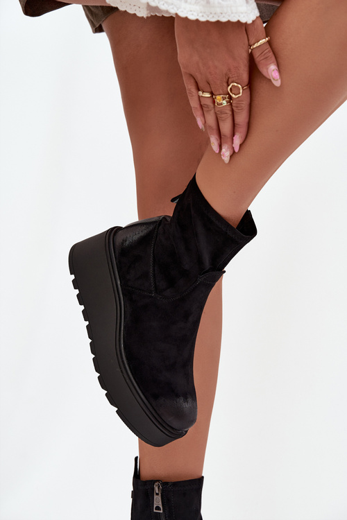 Dámské kotníkové boty na platformě Vinceza 58596 Černé