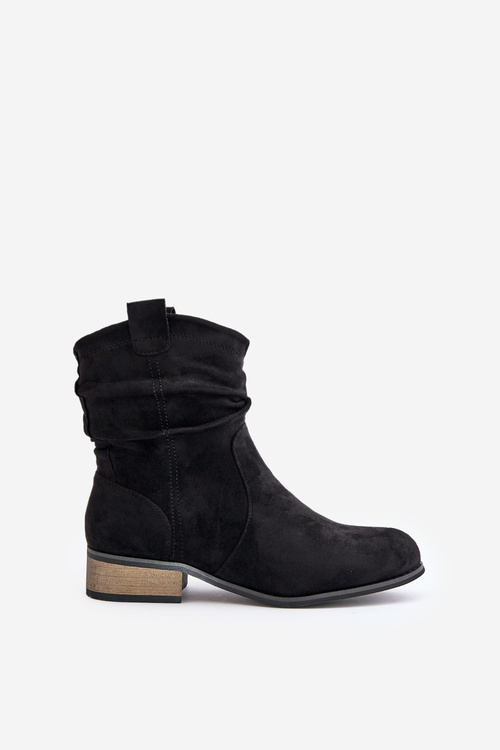 Zateplené Čižmy S Riasením Na Nízkom Opätku Čierne Elletinnia