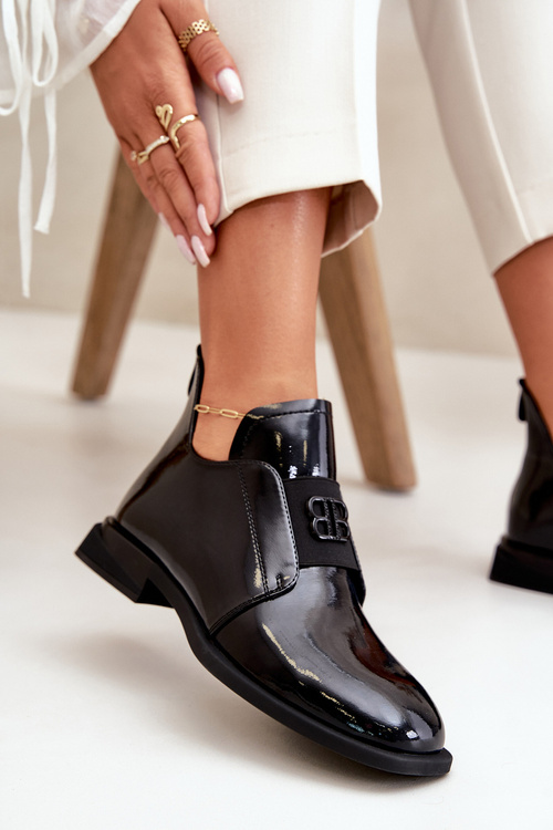 Lakované Dámske Slip-On Kožené Topánky Čierne Vinceza 91120