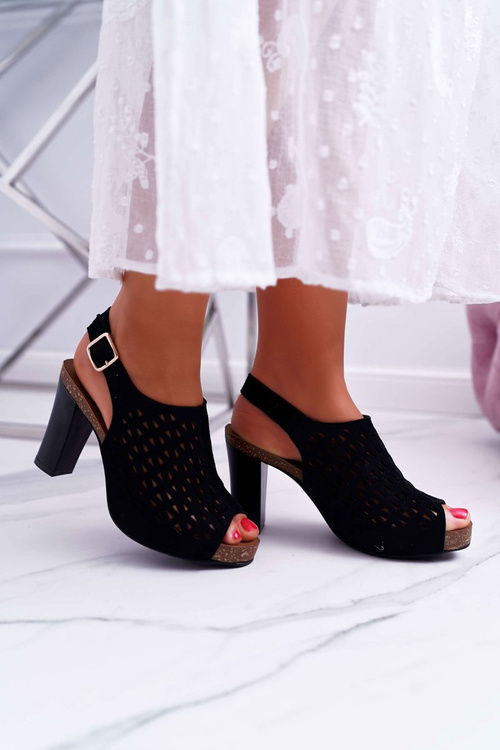 Dámské Sandály Na Podpatku Sergio Leone SK850 Černé Farmona