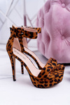Dámské Sandály Na Jehlovém Podpatku Plošina Leopard Welbos