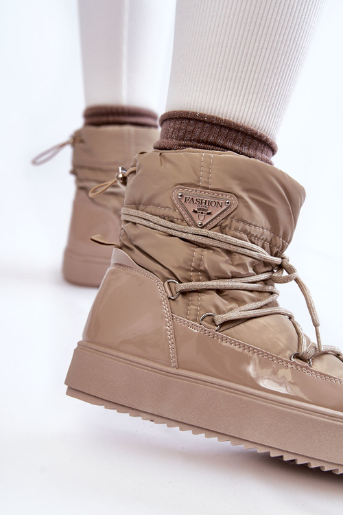 Dámske módne snehové topánky béžové kariéry