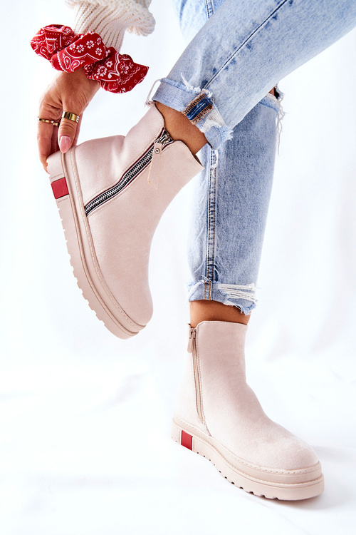 Suede topánky na topánkach Jodhpur na platforme Nessa Beige