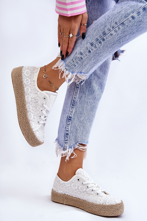 Dámské tenisky na platformě Big Star Braided LL274199 Bíle