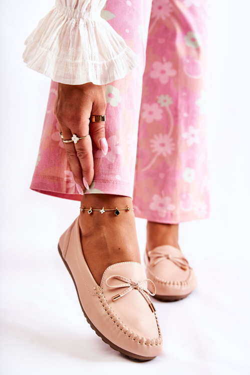 Dámské kožené mokasíny s mašlí Nude Aurila