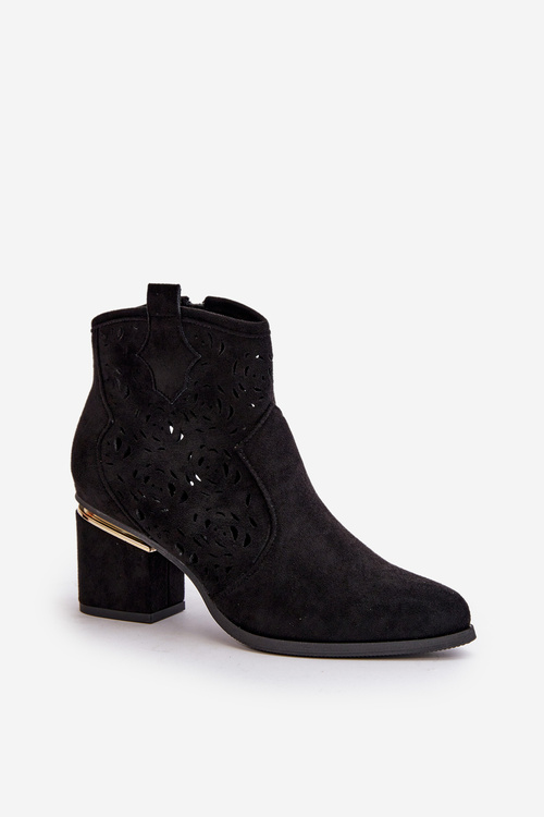 Priehľadné cowboy čižmy na opätku so zipsom čierne Vosilara