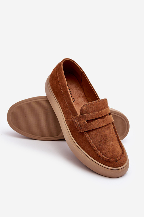 Mužské semišové loafers polobotky Zazoo 1566 hnědé